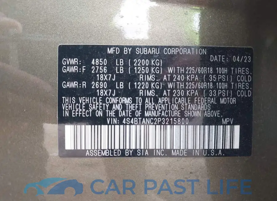 4S4BTANC2P3215800# 9