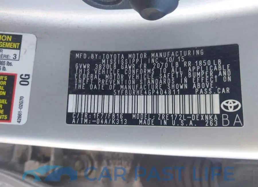 5YFBURHE4GP404811# 9