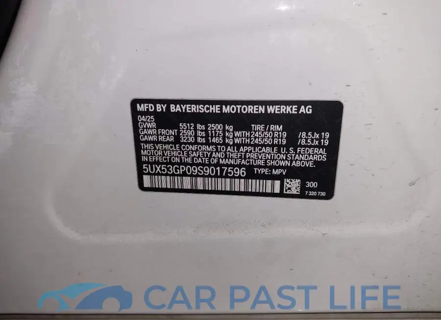 5UX53GP09S9017596# 9