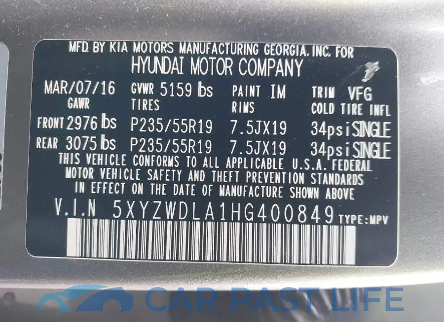 5XYZWDLA1HG400849# 9