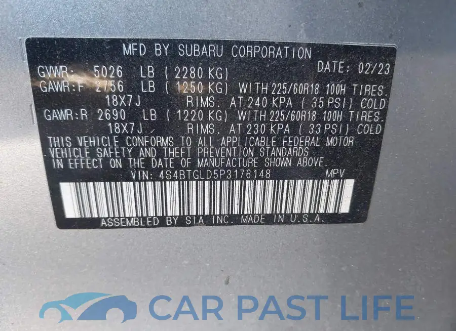 4S4BTGLD5P3176148# 9