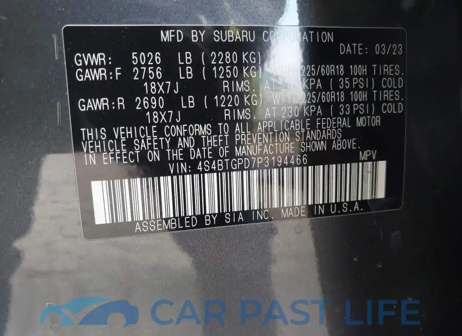 4S4BTGPD7P3194466# 9