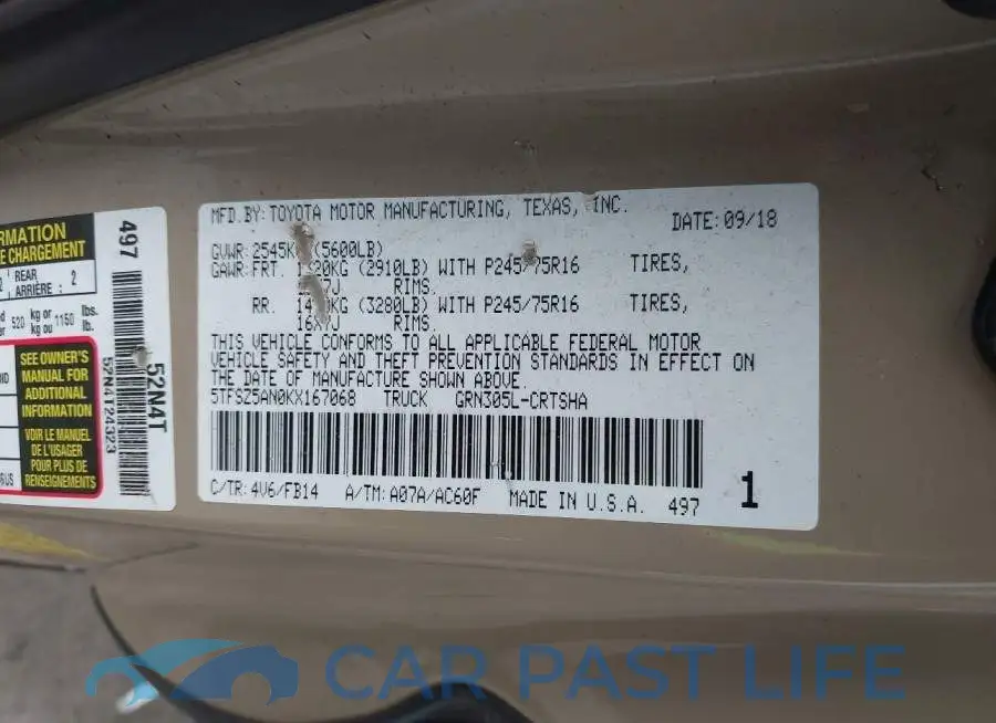 5TFSZ5AN0KX167068# 9
