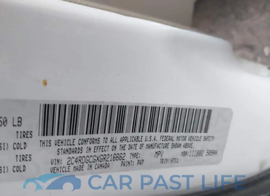 2C4RDGCGXGR216662# 9