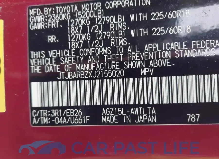 JTJBARBZXJ2155020# 9