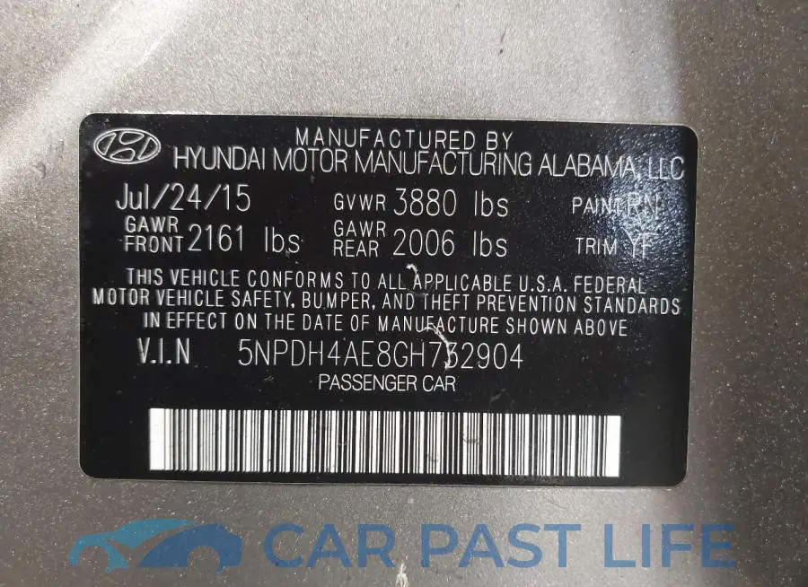 5NPDH4AE8GH732904# 9