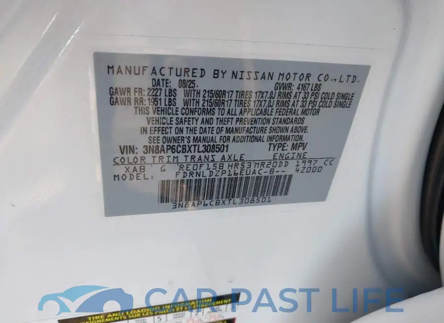 3N8AP6CBXTL308501# 9