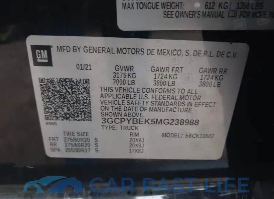 3GCPYBEK5MG238988# 9