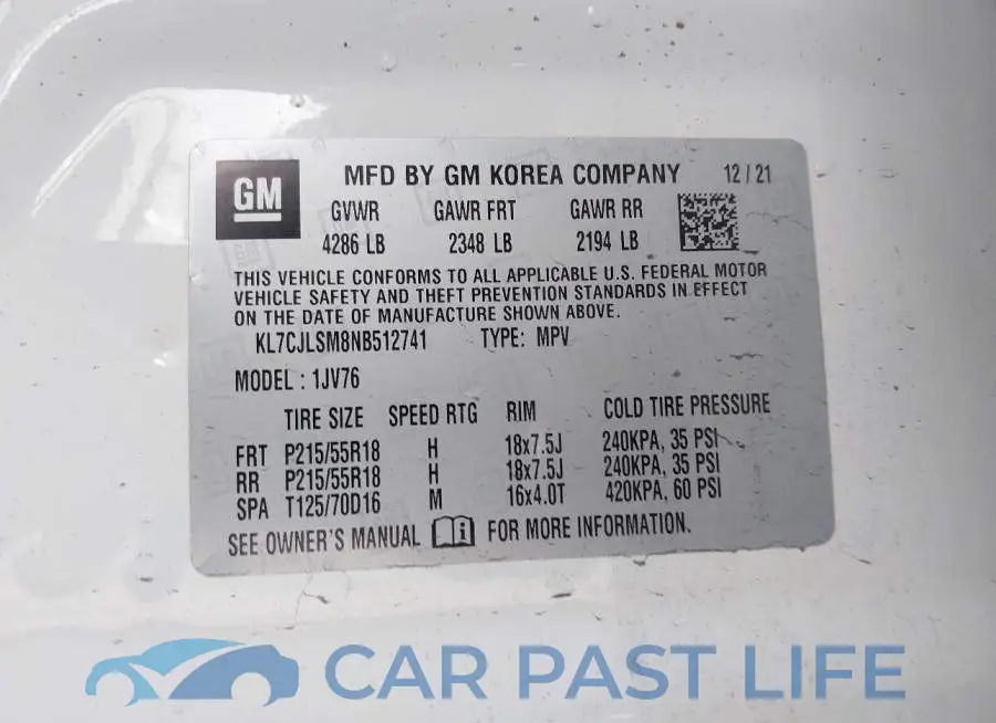 KL7CJLSM8NB512741# 9