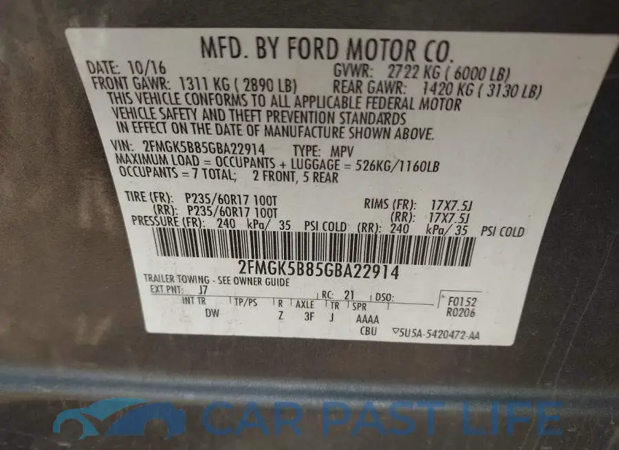 2FMGK5B85GBA22914# 9
