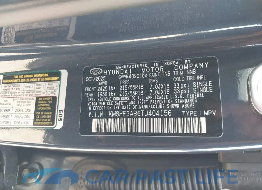 KM8HF3AB6TU404156# 9