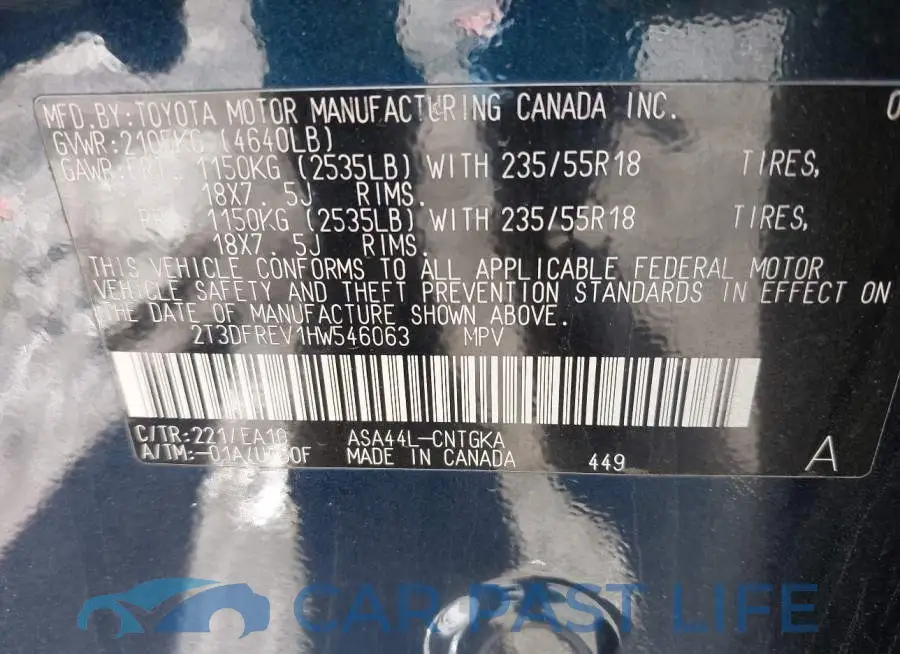 2T3DFREV1HW546063# 9