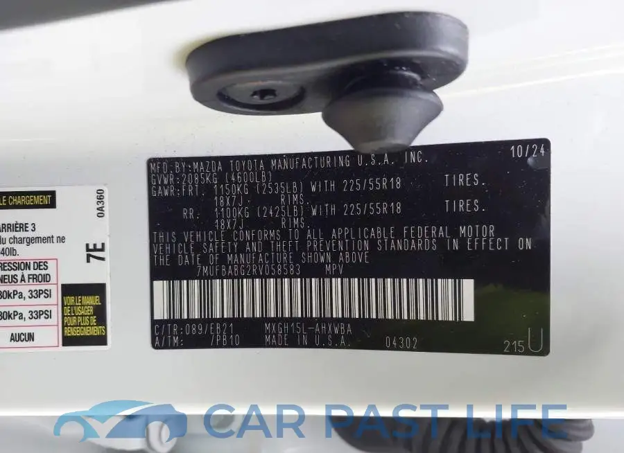 7MUFBABG2RV058583# 9