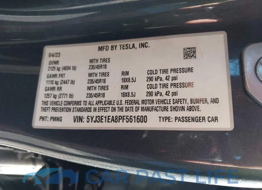 5YJ3E1EA8PF561600# 9