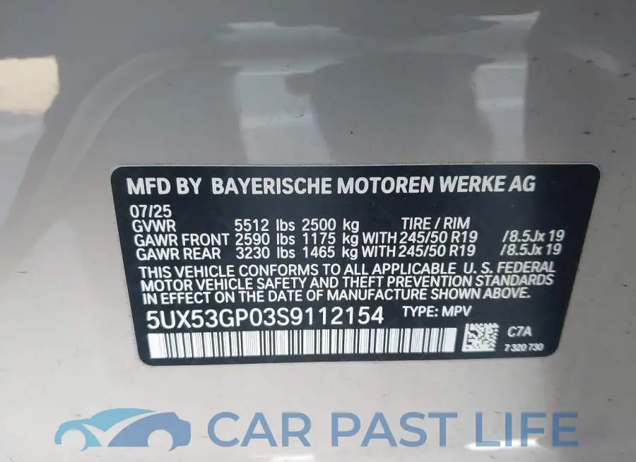 5UX53GP03S9112154# 9