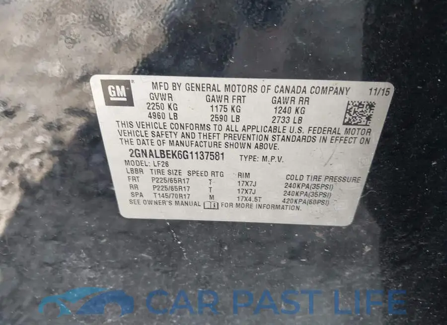 2GNALBEK6G1137581# 9