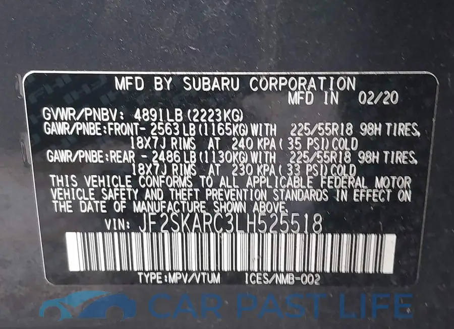 JF2SKARC3LH525518# 9
