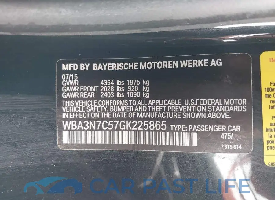 WBA3N7C57GK225865# 9