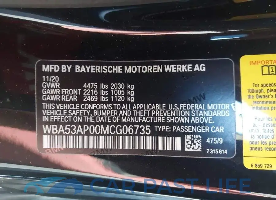 WBA53AP00MCG06735# 9