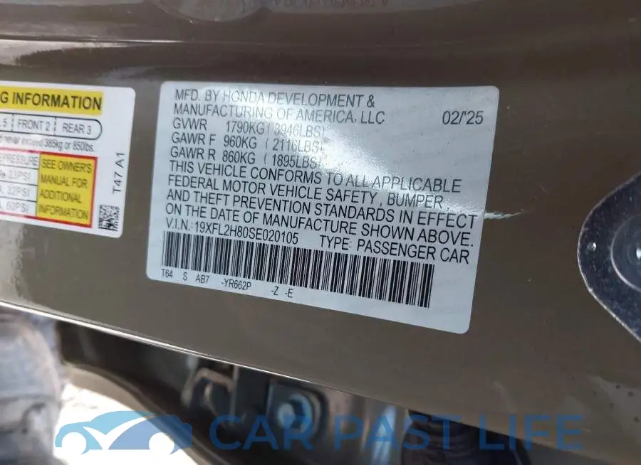 19XFL2H80SE020105# 9