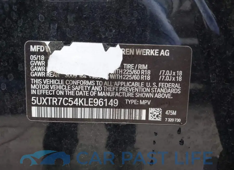 5UXTR7C54KLE96149# 9