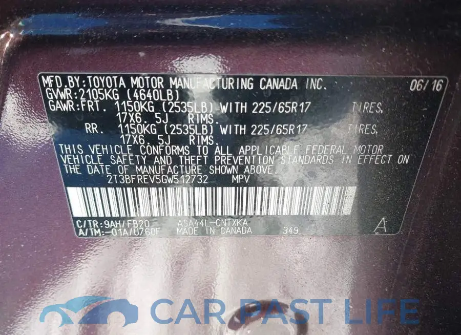 2T3BFREV5GW512732# 9