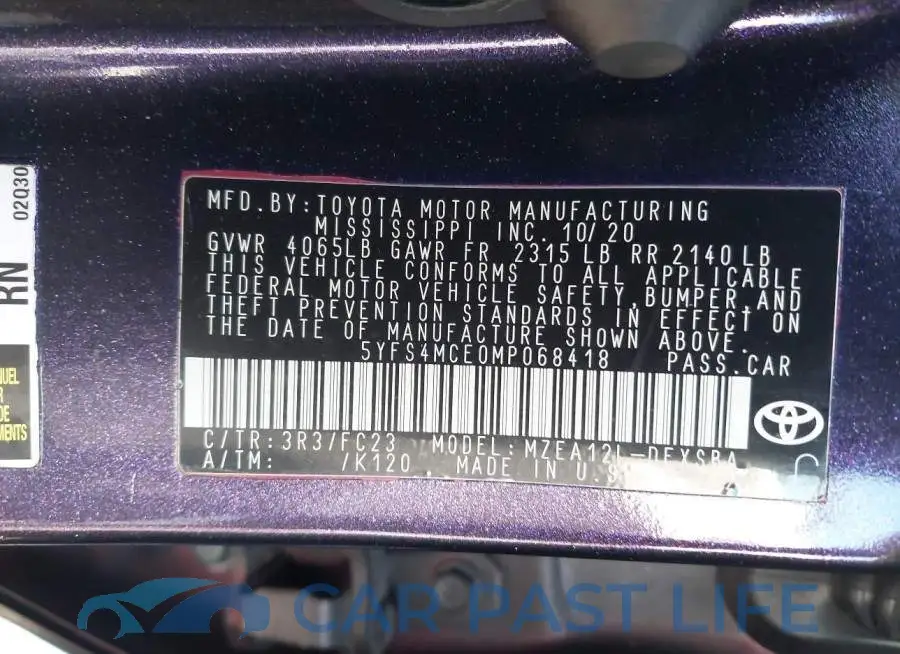 5YFS4MCE0MP068418# 9