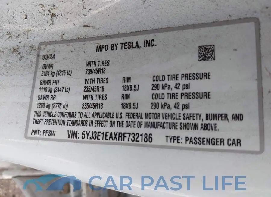 5YJ3E1EAXRF732186# 9