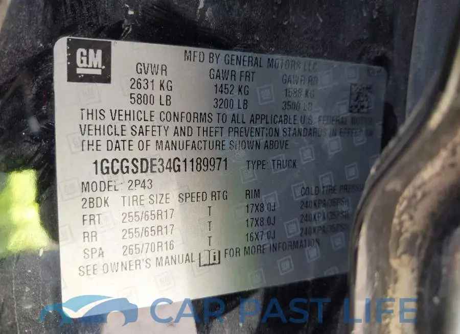 1GCGSDE34G1189971# 9
