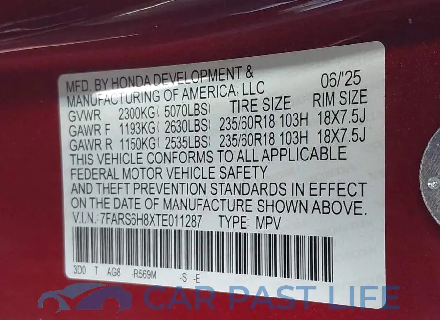 7FARS6H8XTE011287# 9