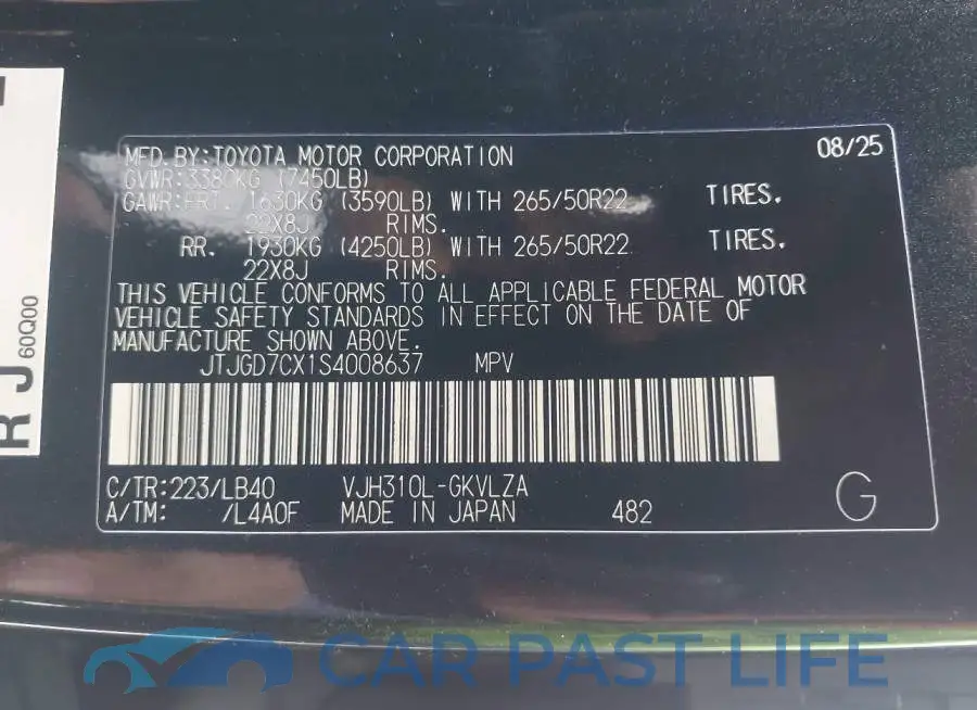 JTJGD7CX1S4008637# 9