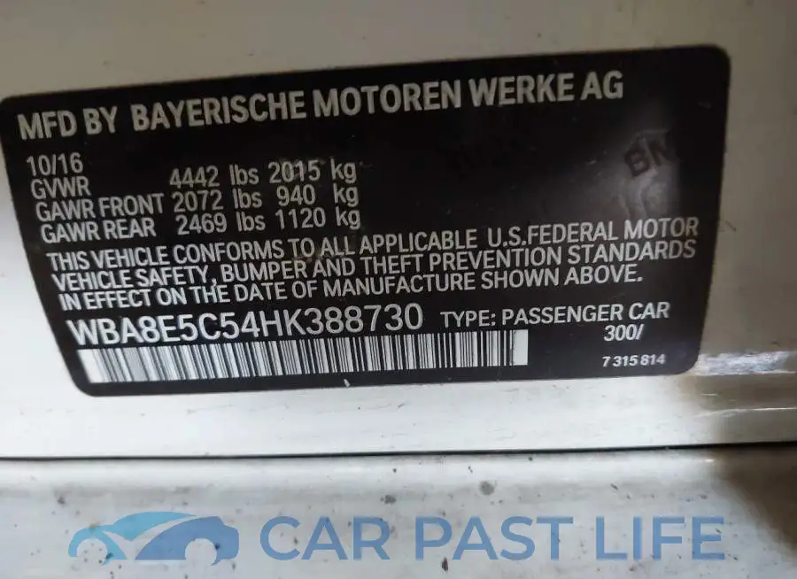 WBA8E5C54HK388730# 9