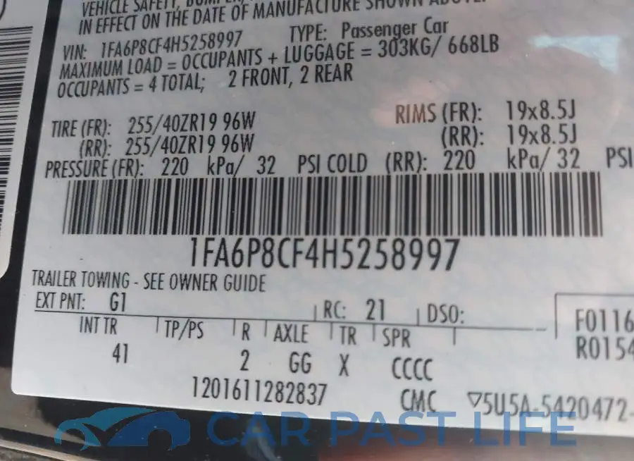 1FA6P8CF4H5258997# 9
