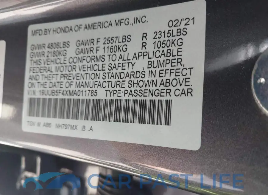 19UUB5F4XMA011785# 9
