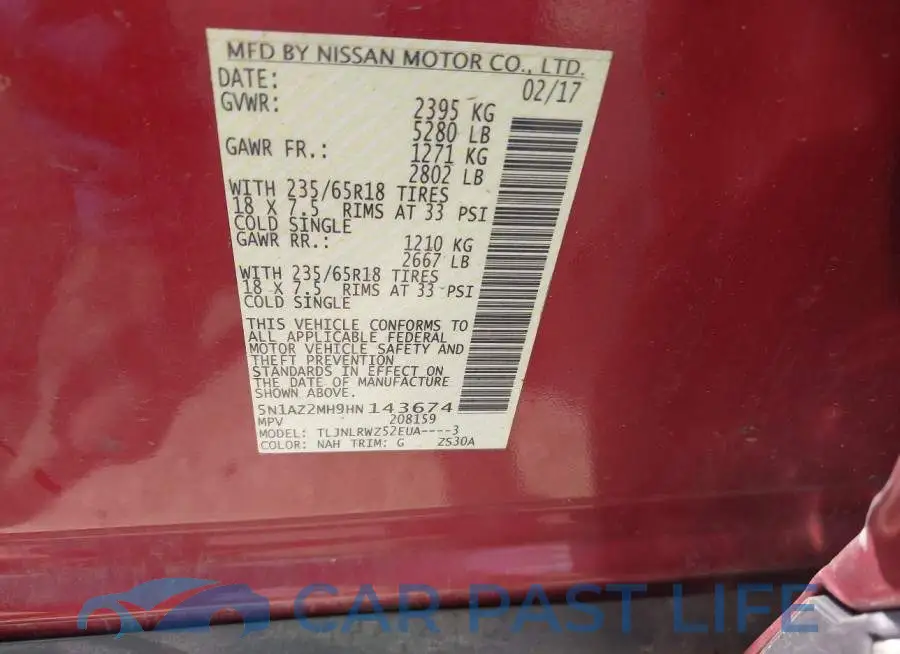 5N1AZ2MH9HN143674# 9