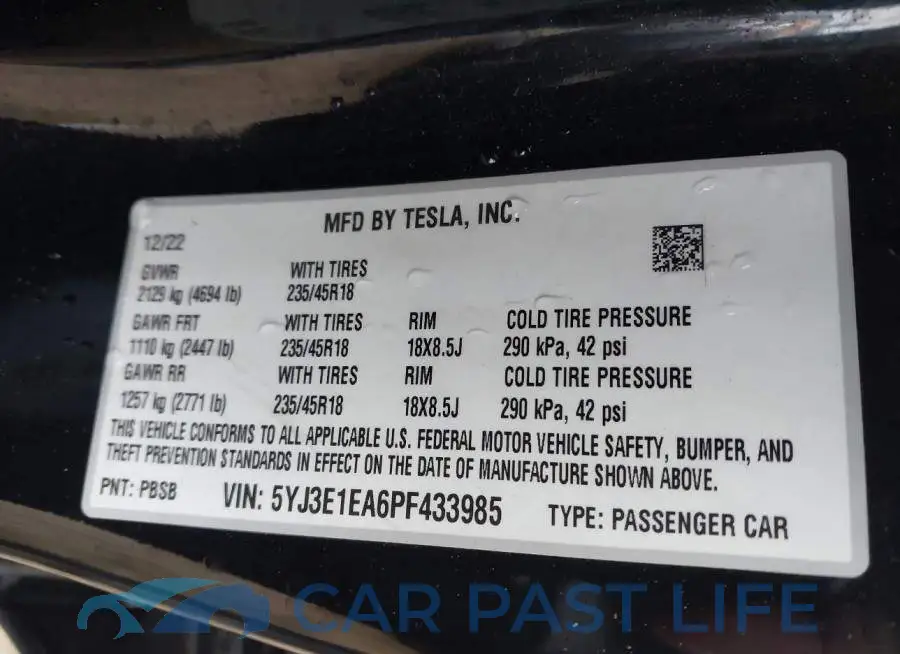 5YJ3E1EA6PF433985# 9