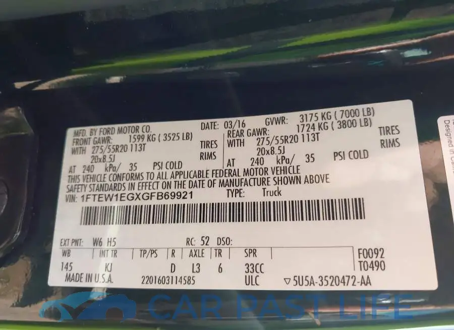 1FTEW1EGXGFB69921# 9