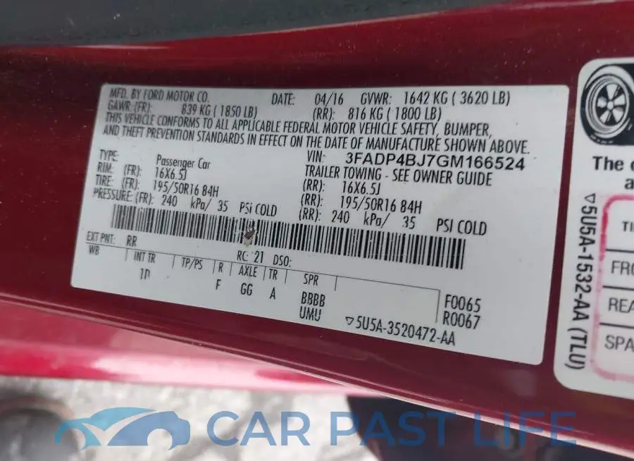 3FADP4BJ7GM166524# 9