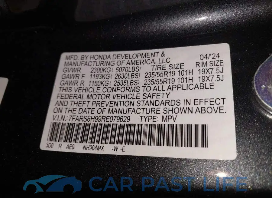 7FARS6H99RE079629# 9