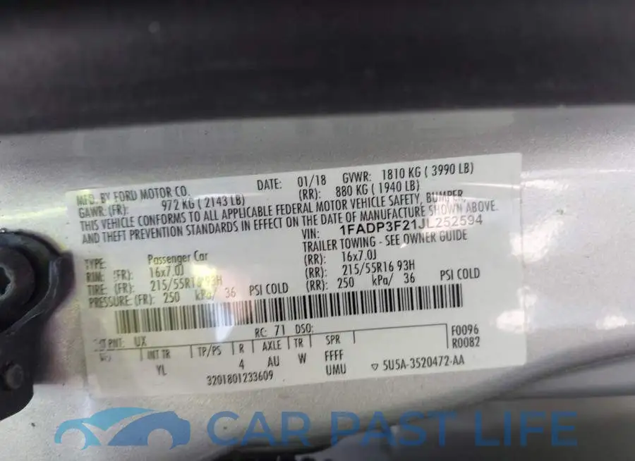 1FADP3F21JL252594# 9