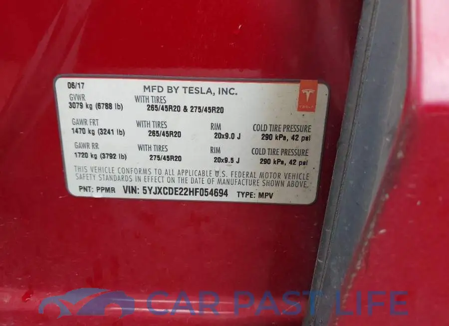 5YJXCDE22HF054694# 9