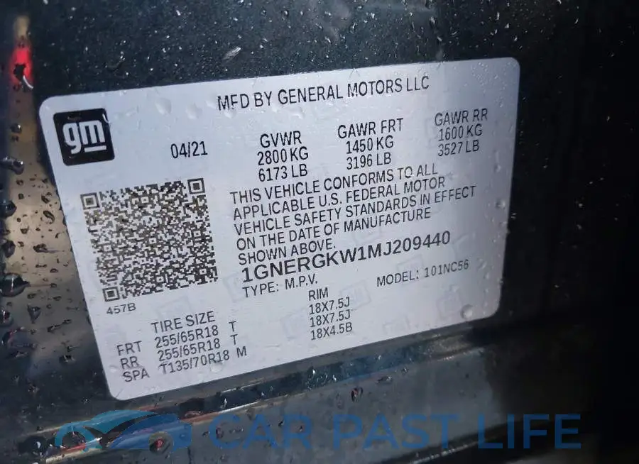 1GNERGKW1MJ209440# 9
