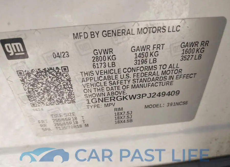 1GNERGKW3PJ249409# 9