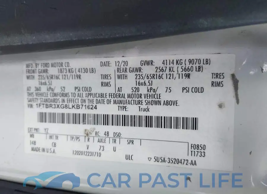 1FTBR3XG8LKB71624# 9