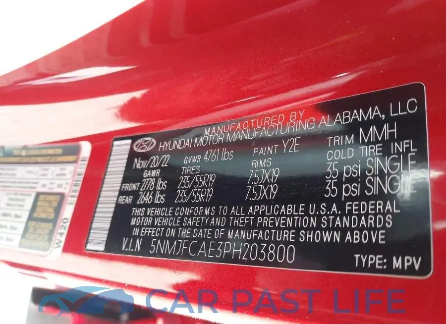 5NMJFCAE3PH203800# 9