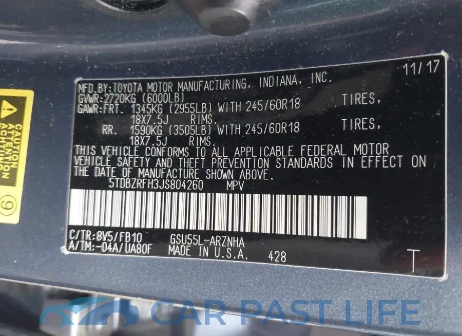 5TDBZRFH3JS804260# 9