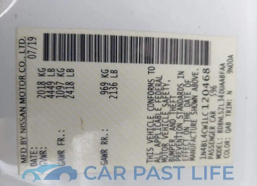 1N4BL4CW1LC120468# 9