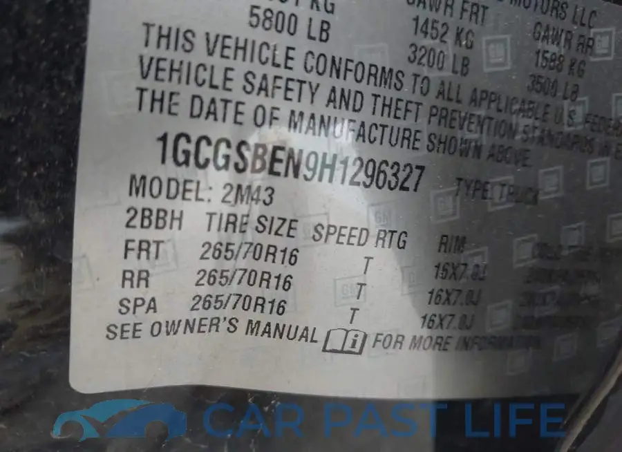 1GCGSBEN9H1296327# 9