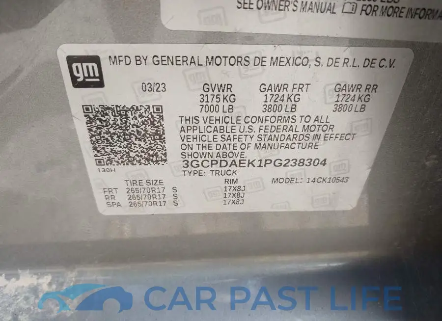 3GCPDAEK1PG238304# 9