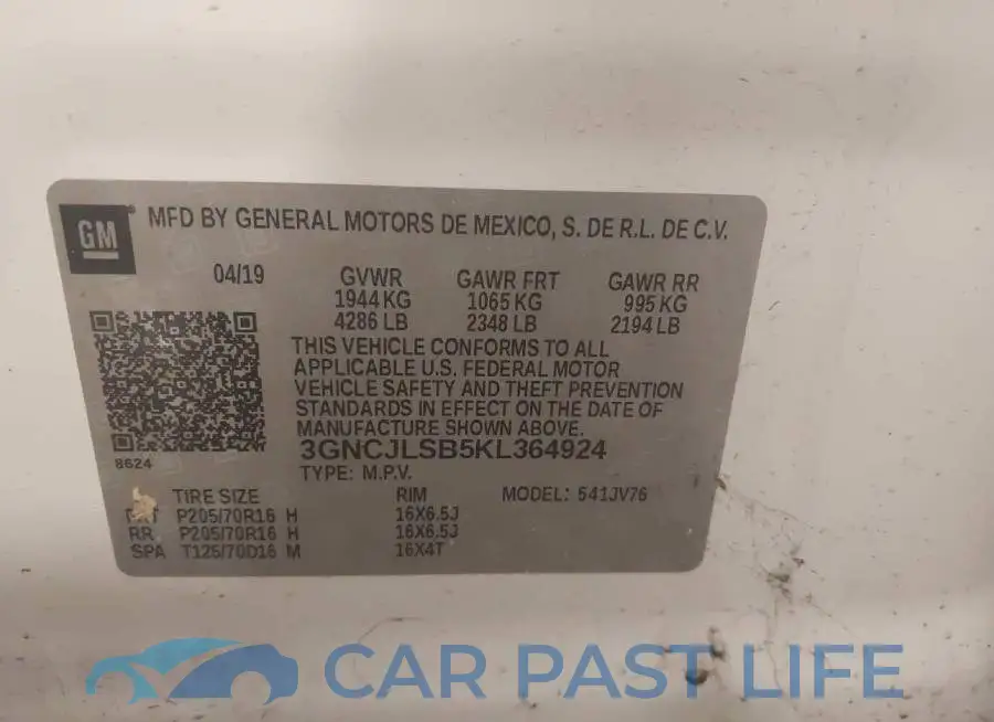 3GNCJLSB5KL364924# 9